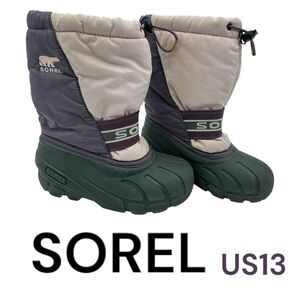 Sorel Girls Drawstring Colorblock Lined Winter Snow Boots Multicolor Size 13